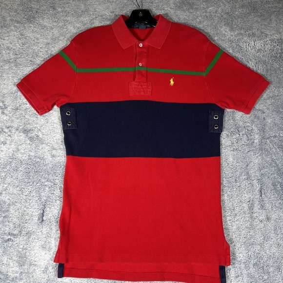 Polo Ralph Lauren Other - Polo Ralph Lauren VINTAGE SS Rugby Polo Men's M Red Blue Colorblock Yellow Pony